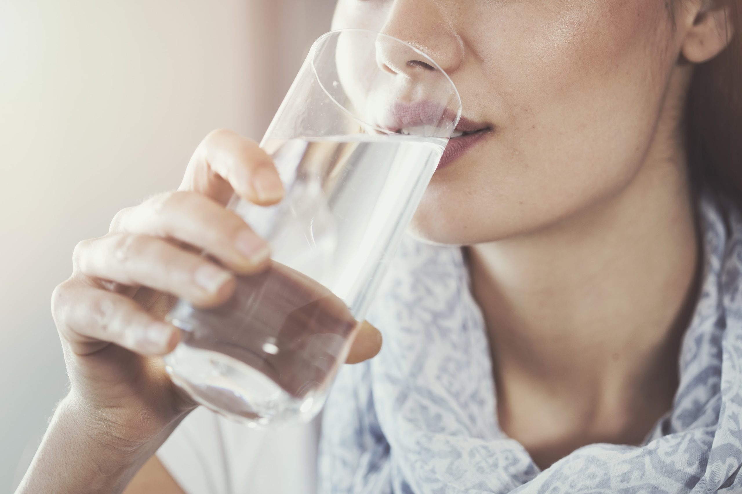 Drinking a glass of water